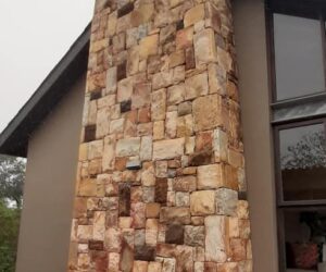 Exterior feature wall - square and brick design